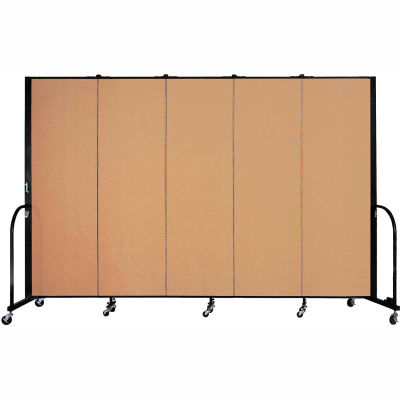 Screenflex Portable Room Divider - 5 Panel - 6'H x 9'5"L - Sand