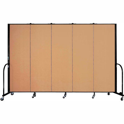 Screenflex Portable Room Divider - 5 Panel - 6'H x 9'5"W -  Sand