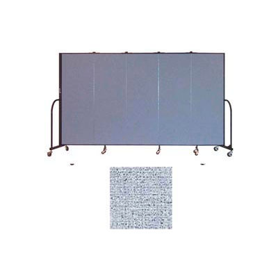 Screenflex 5 Panel Portable Room Divider, 6'H x 9'5"W, Vinyl Color: Blue Tide