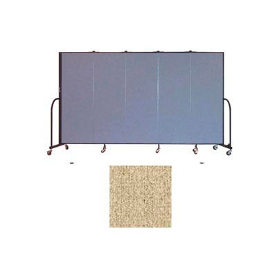 Screenflex 5 Panel Portable Room Divider, 6'H x 9'5"W, Vinyl Color: Sandalwood