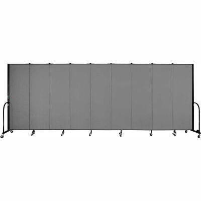 Screenflex Portable Room Divider - 9 Panel - 6'H x 16'9"L - Grey