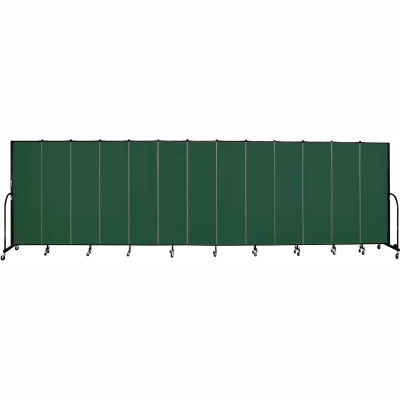 Screenflex 13 Panel Portable Room Divider, 6'8"H x 24'1"L, Fabric Color: Green