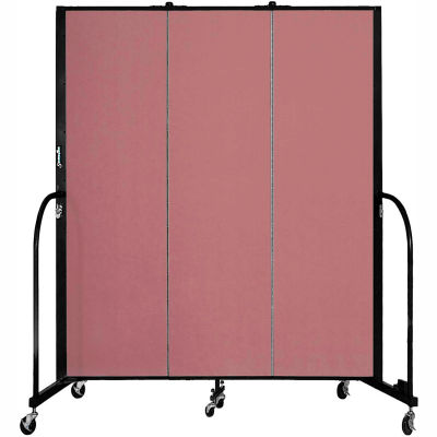 Screenflex 3 Panel Portable Room Divider, 6'8"H x 5'9"W, Fabric Color: Rose