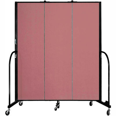 Screenflex 3 Panel Portable Room Divider, 6'8"H x 5'9"W, Fabric Color: Rose