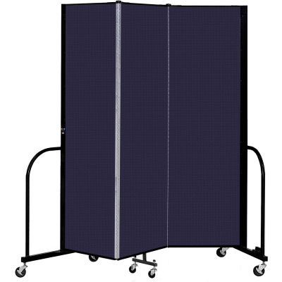 Screenflex 3 Panel Portable Room Divider, 6'8" H x 5'9" L, Fabric Color: Navy