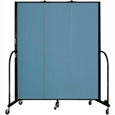 Screenflex 3 Panel Portable Room Divider, 6'8"H x 5'9"L, Fabric Color: Blue