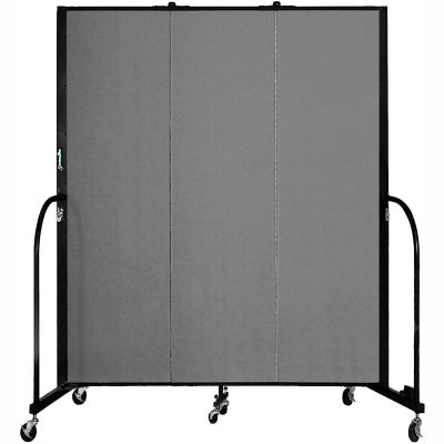 Screenflex 3 Panel Portable Room Divider, 6'8"H x 5'9"W, Fabric Color: Grey