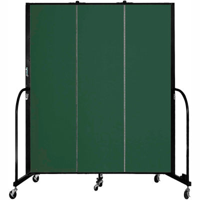 Screenflex 3 Panel Portable Room Divider, 6'8"H x 5'9"L, Fabric Color: Green