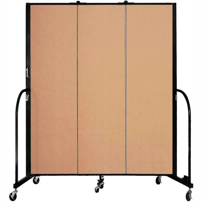 Screenflex 3 Panel Portable Room Divider, 6'8"H x 5'9"W, Fabric Color: Wheat