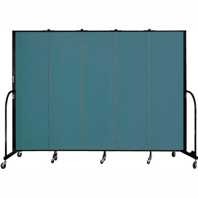Screenflex 5 Panel Portable Room Divider, 6'8"H x 9'5"L, Fabric Color: Lake