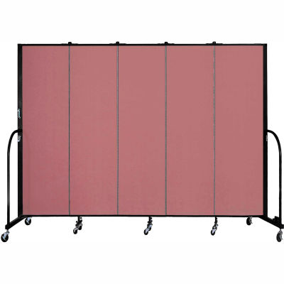 Screenflex 5 Panel Portable Room Divider, 6'8"H x 9'5"L, Fabric Color: Rose