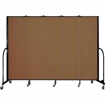 Screenflex 5 Panel Portable Room Divider, 6'8"H x 9'5"L, Fabric Color: Walnut