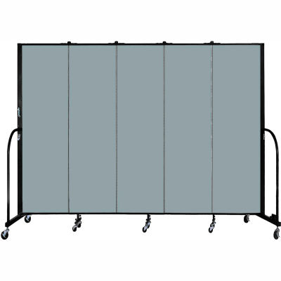 Screenflex 5 Panel Portable Room Divider, 6'8"H x 9'5"L, Fabric Color: Grey Stone