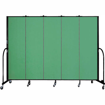 Screenflex 5 Panel Portable Room Divider, 6'8"H x 9'5"L, Fabric Color: Sea Green