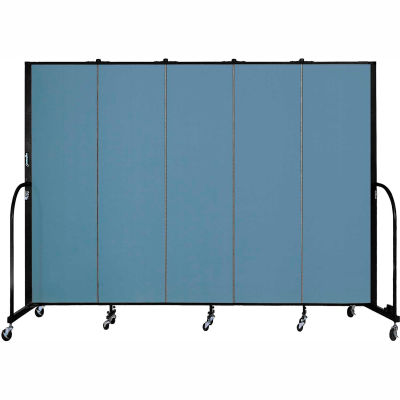 Screenflex 5 Panel Portable Room Divider, 6'8"H x 9'5"W, Fabric Color: Blue