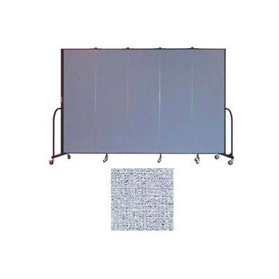 Screenflex 5 Panel Portable Room Divider, 6'8"H x 9'5"L, Vinyl Color: Blue Tide