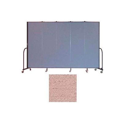 Screenflex 5 Panel Portable Room Divider, 6'8"H x 9'5"L, Vinyl Color: Raspberry Mist