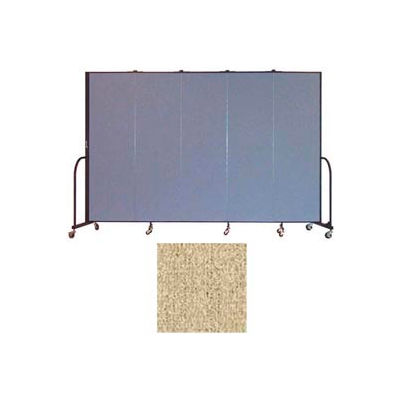 Screenflex 5 Panel Portable Room Divider, 6'8"H x 9'5"W, Vinyl Color: Sandalwood