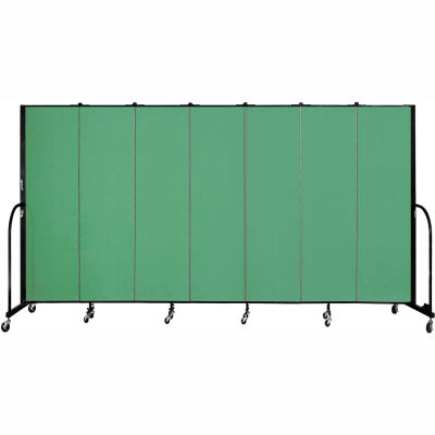 Screenflex 7 Panel Portable Room Divider, 6'8"H x 13'1"W, Fabric Color: Sea Green