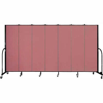 Screenflex 7 Panel Portable Room Divider, 6'8"H x 13'1"L, Fabric Color: Mauve