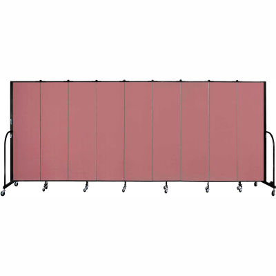 Screenflex 9 Panel Portable Room Divider, 6'8"H x 16'9"L, Fabric Color: Rose