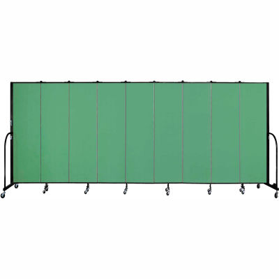 Screenflex 9 Panel Portable Room Divider, 6'8"H x 16'9"L, Fabric Color: Sea Green