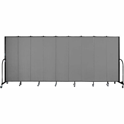 Screenflex 9 Panel Portable Room Divider, 6'8"H x 16'9"L, Fabric Color: Grey