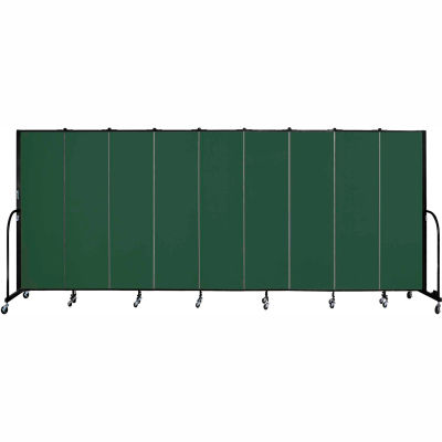 Screenflex 9 Panel Portable Room Divider, 6'8"H x 16'9"L, Fabric Color: Green