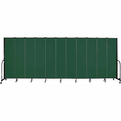 Screenflex 11 Panel Portable Room Divider, 7'4"H x 20'5"L, Fabric Color: Green