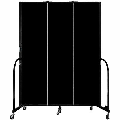 Screenflex 3 Panel Portable Room Divider, 7'4"H x 5'9"L, Fabric Color: Charcoal Black