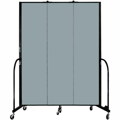 Screenflex 3 Panel Portable Room Divider, 7'4"H x 5'9"L, Fabric Color: Grey Stone