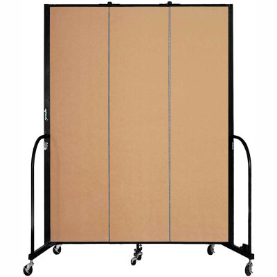 Screenflex 3 Panel Portable Room Divider, 7'4"H x 5'9"W, Fabric Color: Sand