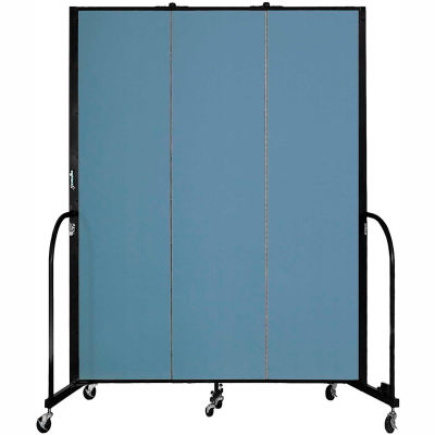 Screenflex 3 Panel Portable Room Divider, 7'4"H x 5'9"W, Fabric Color: Blue