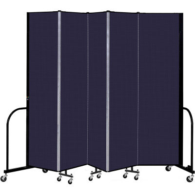 Screenflex 5 Panel Portable Room Divider, 7'4" H x 9'5" L, Fabric Color: Navy
