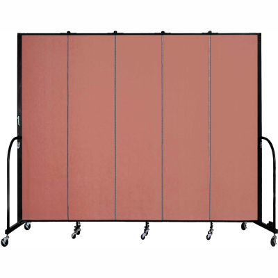 Screenflex 5 Panel Portable Room Divider, 7'4"H x 9'5"W, Fabric Color: Cranberry