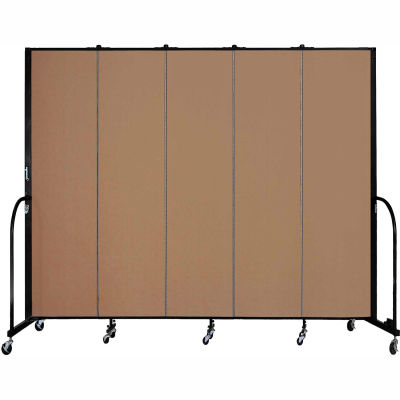 Screenflex 5 Panel Portable Room Divider, 7'4"H x 9'5"L, Fabric Color: Beech