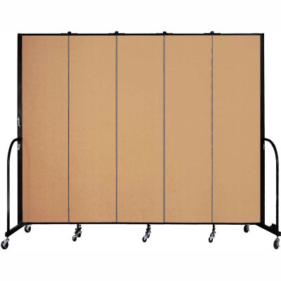 Screenflex 5 Panel Portable Room Divider, 7'4"H x 9'5"W, Fabric Color: Sand