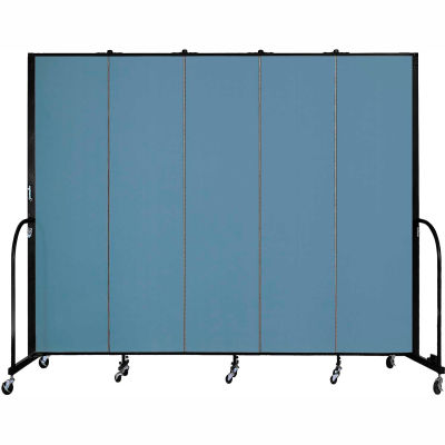 Screenflex 5 Panel Portable Room Divider, 7'4"H x 9'5"W, Fabric Color: Blue