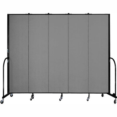 Screenflex 5 Panel Portable Room Divider, 7'4"H x 9'5"L, Fabric Color: Grey