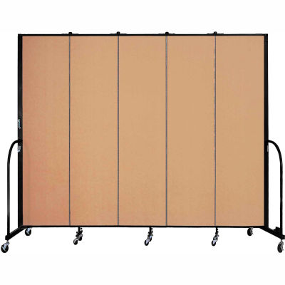 Screenflex 5 Panel Portable Room Divider, 7'4"H x 9'5"L, Fabric Color: Wheat