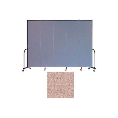Screenflex 5 Panel Portable Room Divider, 7'4"H x 9'5"W, Vinyl Color: Raspberry Mist