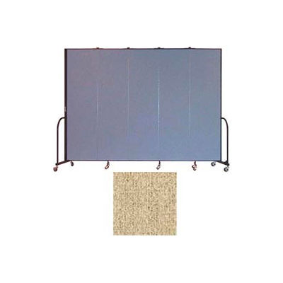 Screenflex 5 Panel Portable Room Divider, 7'4"H x 9'5"L, Vinyl Color: Sandalwood