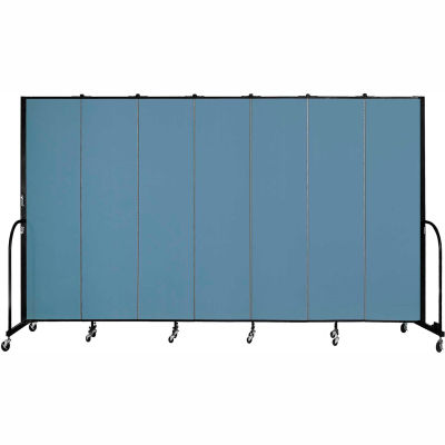 Screenflex 7 Panel Portable Room Divider, 7'4"H x 13'1"W, Fabric Color: Blue
