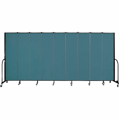 Screenflex 9 Panel Portable Room Divider, 7'4"H x 16'9"L, Fabric Color: Lake