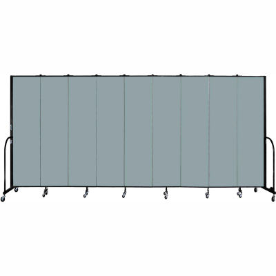 Screenflex 9 Panel Portable Room Divider, 7'4"H x 16'9"L, Fabric Color: Grey Stone
