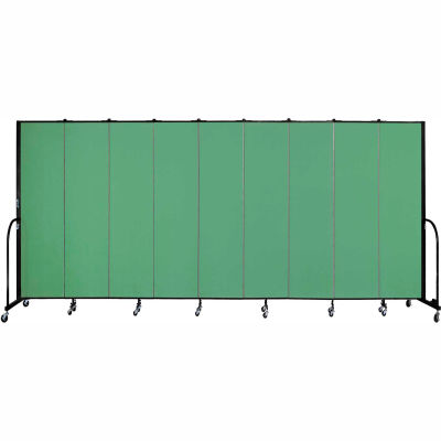 Screenflex 9 Panel Portable Room Divider, 7'4"H x 16'9"L, Fabric Color: Sea Green