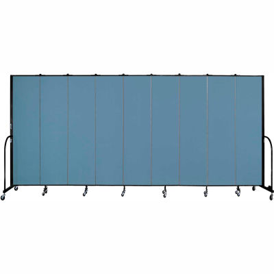Screenflex 9 Panel Portable Room Divider, 7'4"H x 16'9"L, Fabric Color: Blue