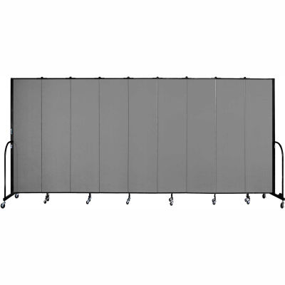 Screenflex 9 Panel Portable Room Divider, 7'4"H x 16'9"L, Fabric Color: Grey