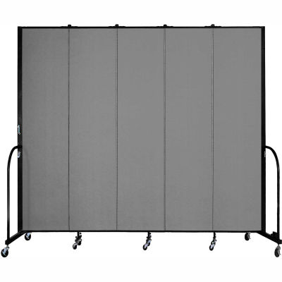 Screenflex 5 Panel Portable Room Divider, 8'H x 9'5"L, Fabric Color: Stone