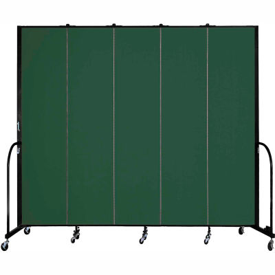 Screenflex 5 Panel Portable Room Divider, 8'H x 9'5"L, Fabric Color: Mallard